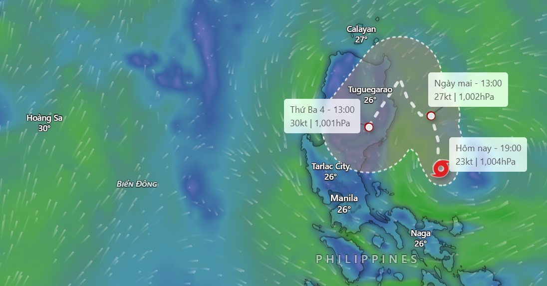 Aparece una nueva depresión tropical cerca del Mar del Este, que podría fortalecerse hasta convertirse en tormenta. Fuente: Windy