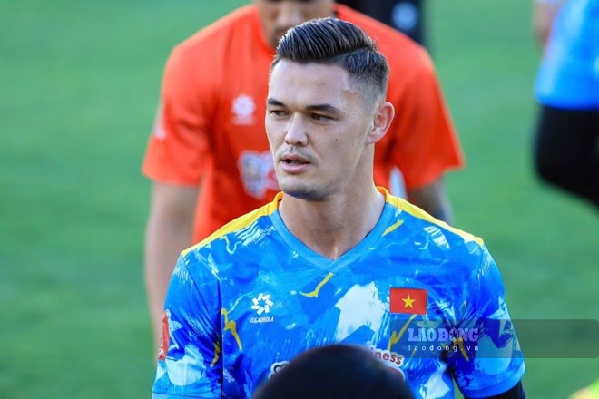 Goalkeeper Le Giang Patrik of the Vietnamese national team. Photo: Minh Dan