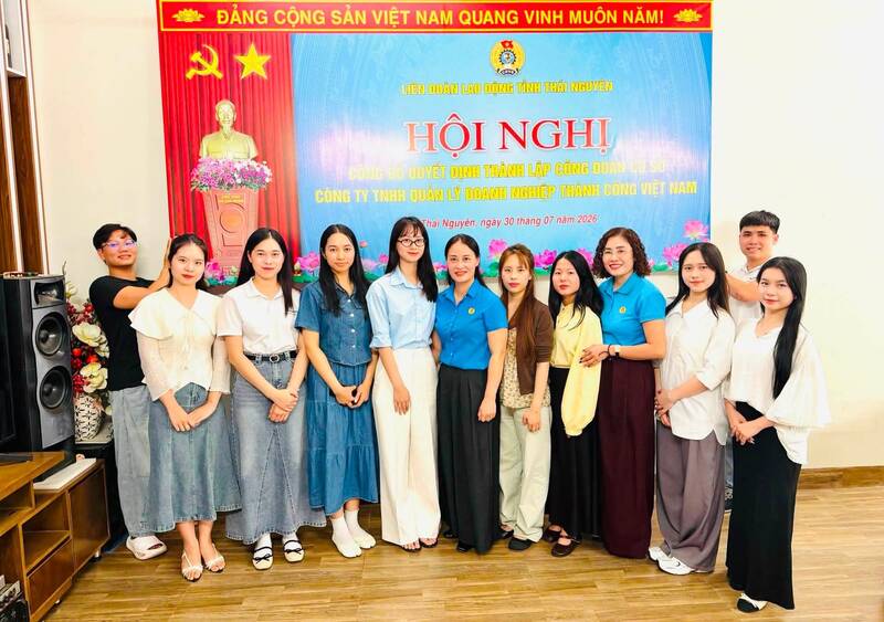 Conference to establish the grassroots trade union of Thanh Cong Vietnam Enterprise Management Co., Ltd. Photo: Thai Nguyen Trade Union