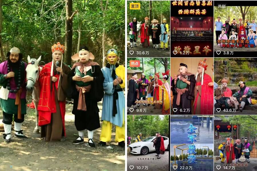Nhóm livestream đóng “Tây du ký” gây sốt trên mạng xã hội Trung Quốc. Ảnh: Xinhua