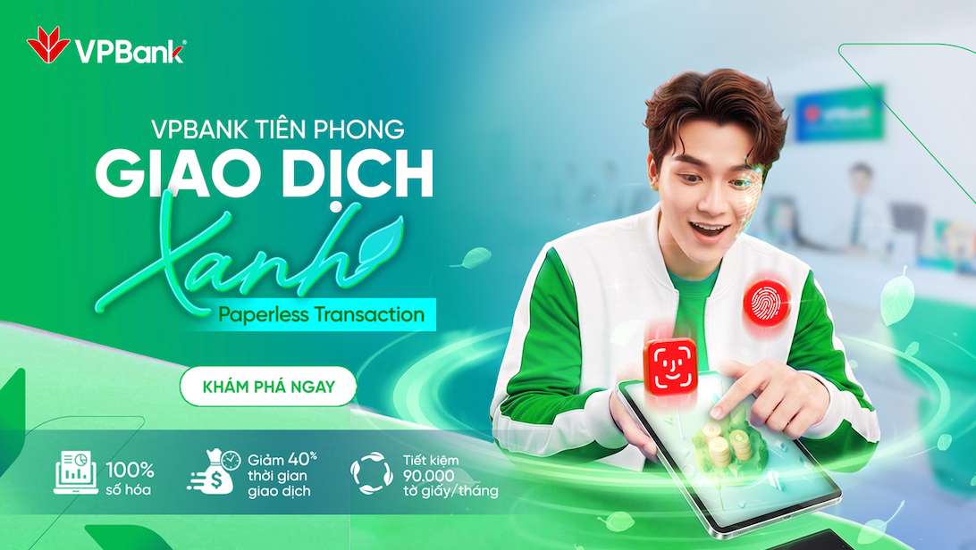 VPBank đã triển khai giao dịch không giấy tờ tại 100% các chi nhánh trên toàn hệ thống. Ảnh: VPBank
