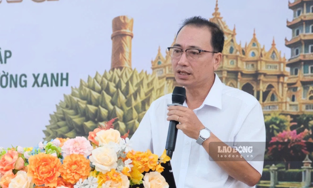 Head of the Sub-Department of Crop Production and Plant Protection of Dong Thap province Tran Thanh Tam spoke at the workshop. Photo: Quoc Vinh.