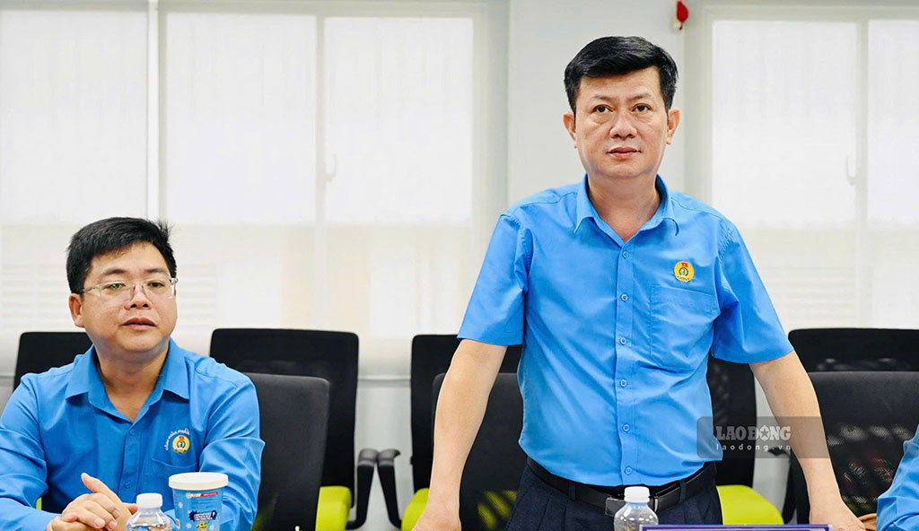 Ông Trần Lê Duy - Chủ tịch LĐLĐ tỉnh Tây Ninh phát biểu tại chương trình ký kết. Ảnh: Huỳnh Du