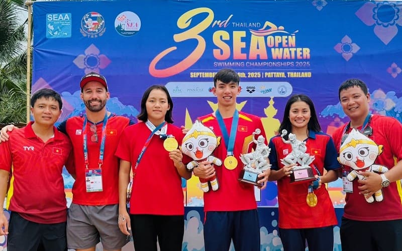 Swimmer Nguyen Huy Hoang once participated in the Open Surface Swimming Championships in 2025. Photo: Le Thanh