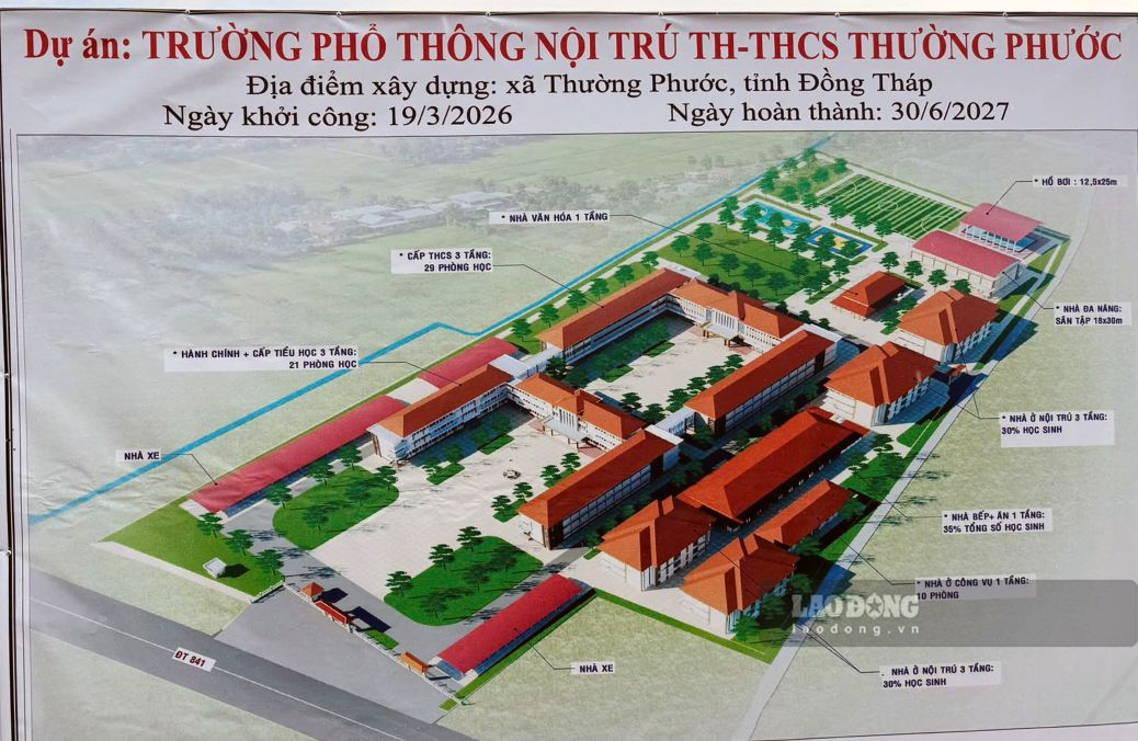 Dự án Trường Phổ thông nội trú tiểu học và trung học cơ sở Thường Phước. Ảnh: Nguyễn Tài