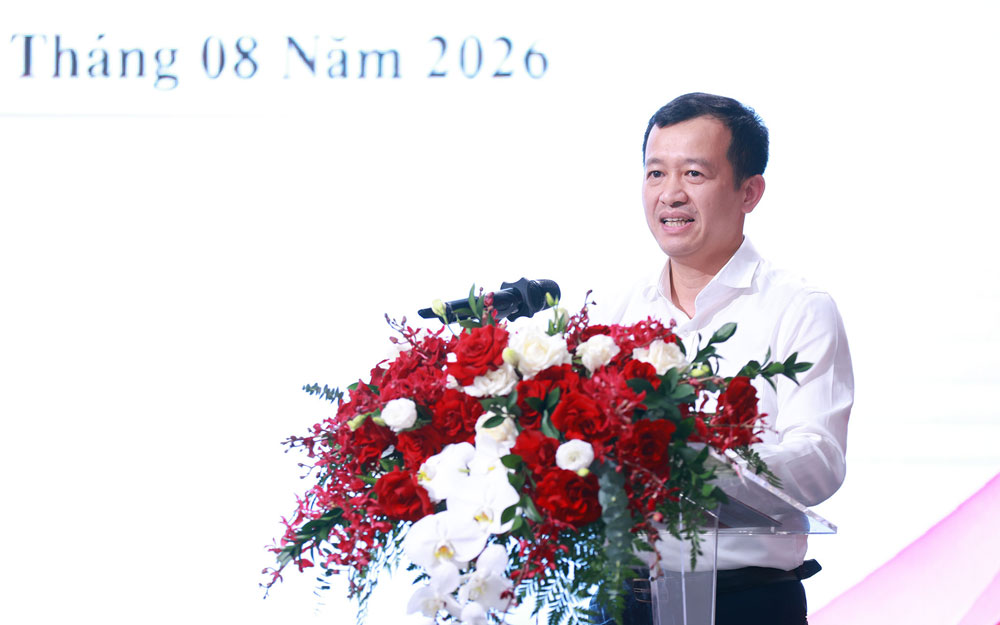 Ông Phạm Ngọc Tú, Tổng Giám đốc Vietlott phát biểu tại lễ ký kết. Ảnh: Văn Tuyến
