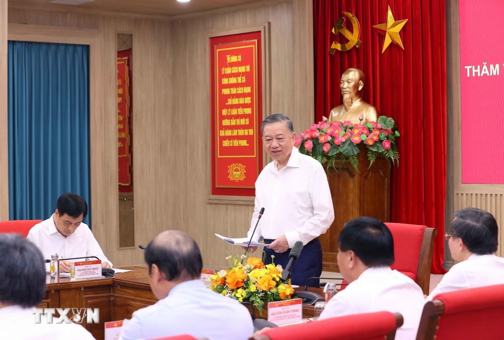 Tổng Bí thư, Chủ tịch nước Tô Lâm phát biểu tại buổi làm việc. Ảnh: TTXVN