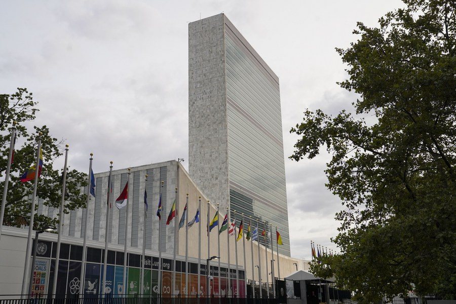 Outside the United Nations headquarters in the US. Photo: Xinhua