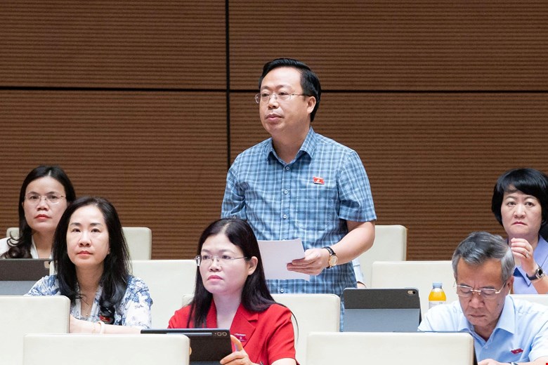 Delegate Nguyen Dai Thang said that, along with clearly identifying cases of land acquisition, special attention should be paid to people's livelihoods. Photo: Quochoi. vn