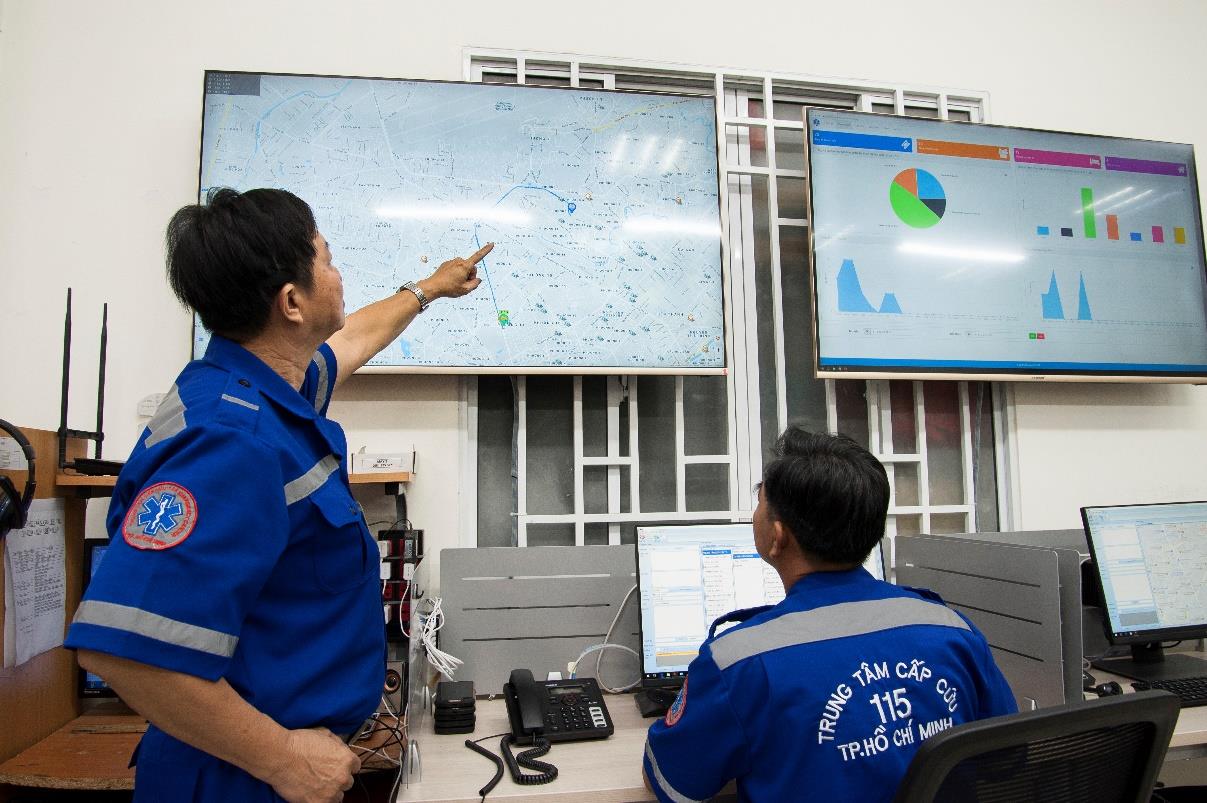 The fact that ambulances are equipped with GPS will help monitor and coordinate to cases faster and more effectively. Photo: Source 115 Emergency Center