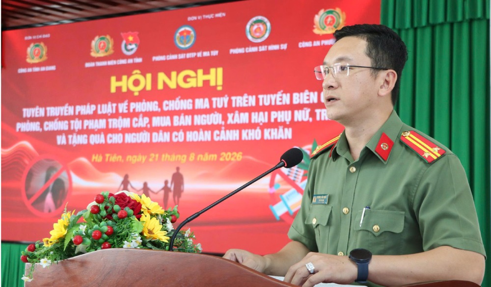 Đại biểu phát biểu tại hội nghị. Ảnh: Tiến Dũng/Công an An Giang