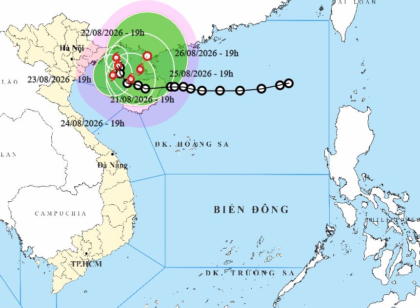 Tropical depression in the East Sea officially strengthens into a storm. Photo: National Center for Hydro-Meteorological Forecasting