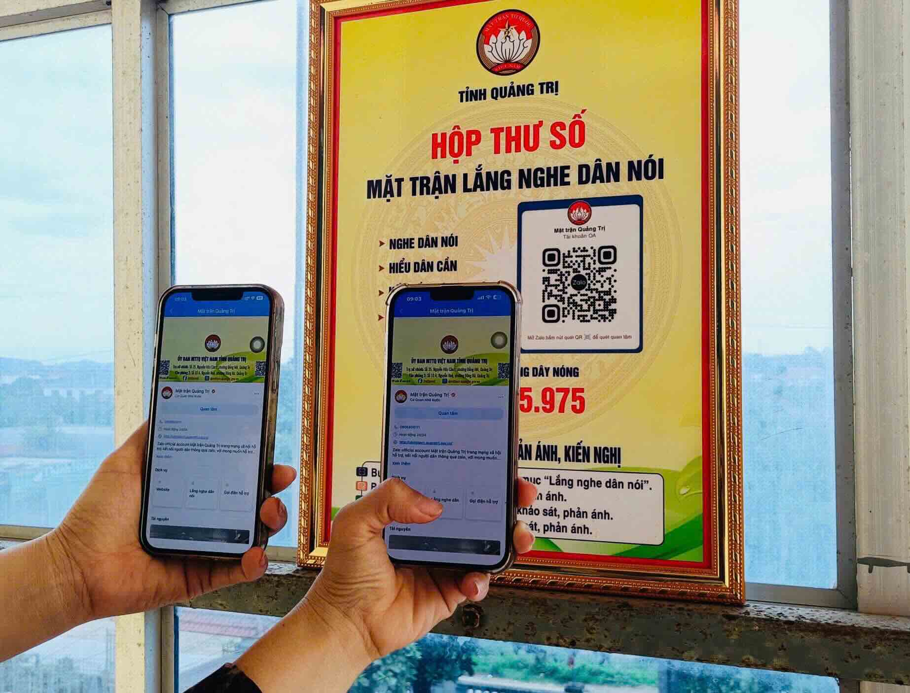 Model of listening to people's voices in Hoa Trach commune receiving people's opinions via QR code. Photo: Hoa Trach Front