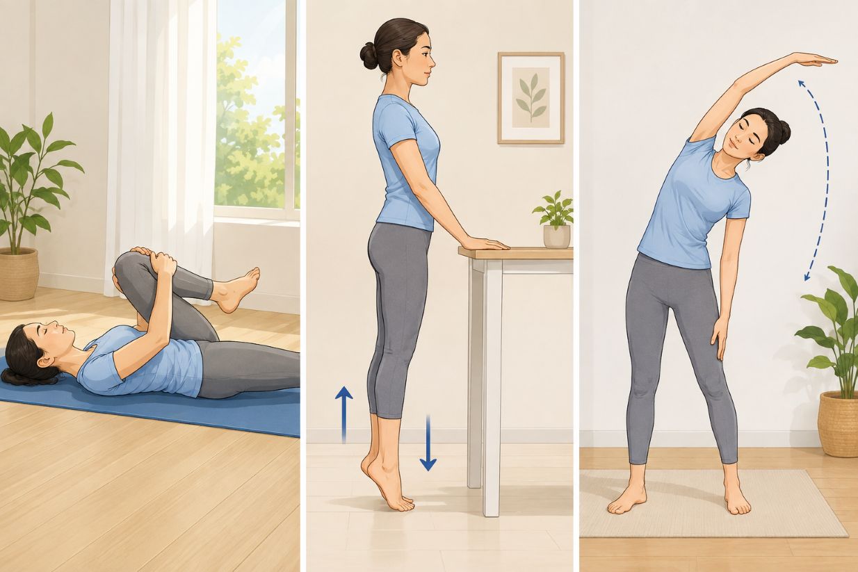 Simple exercises help relax muscles, increase flexibility and warm up the body after waking up. Photo supported by AI
