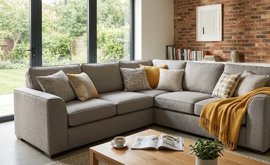 Skillfully arranging and combining decorative accessories around helps refresh the sofa. Photo supported by AI