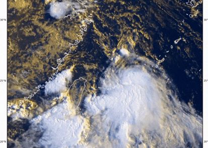 Satellite images show the circulation of Typhoon Gaenari in the sea east of Taiwan (China) on August 22, 2026. Photo: JMA