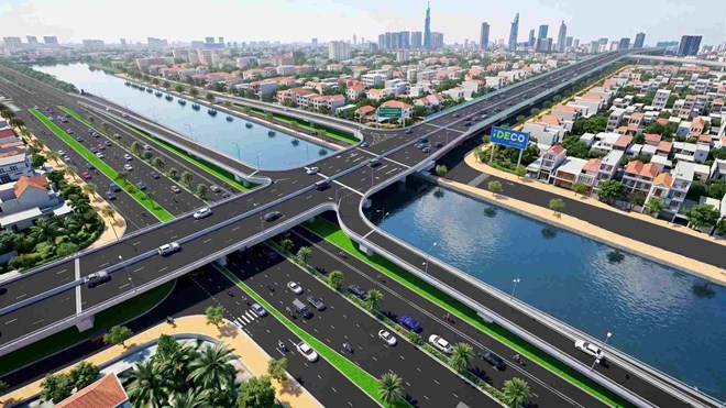 hối cảnh cầu đường Bình Tiên vượt qua kênh Tàu Hủ. Ảnh: Ban Giao thông TPHCM