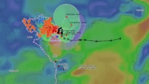 Latest forecast of the path of storm No. 4 and areas heavily affected
