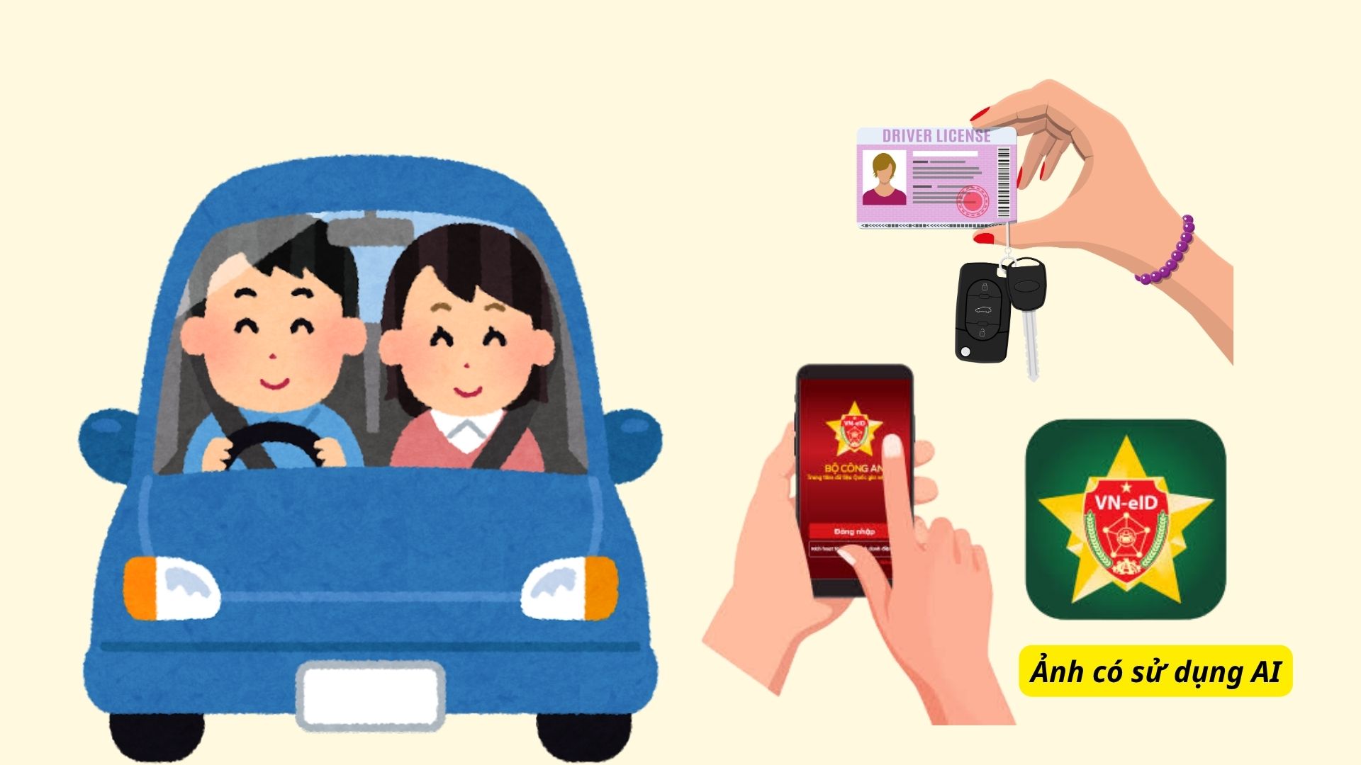 With VNeID level 2, people are exempt from driver's license fees. Graphics: AI