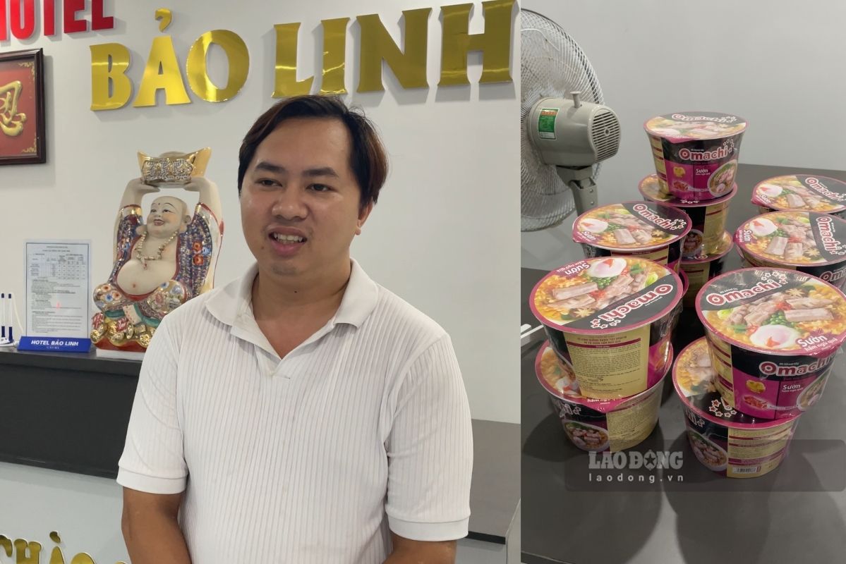 Chủ hotel Bảo Linh miễn phí toàn bộ tiền phòng, tặng mì tôm cho du khách. Ảnh: Thanh Bình