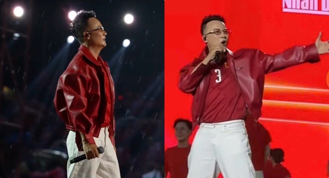 Hoàng Bách hát mừng tuyển Việt Nam thắng Thái Lan tại concert Tổ quốc trong tim