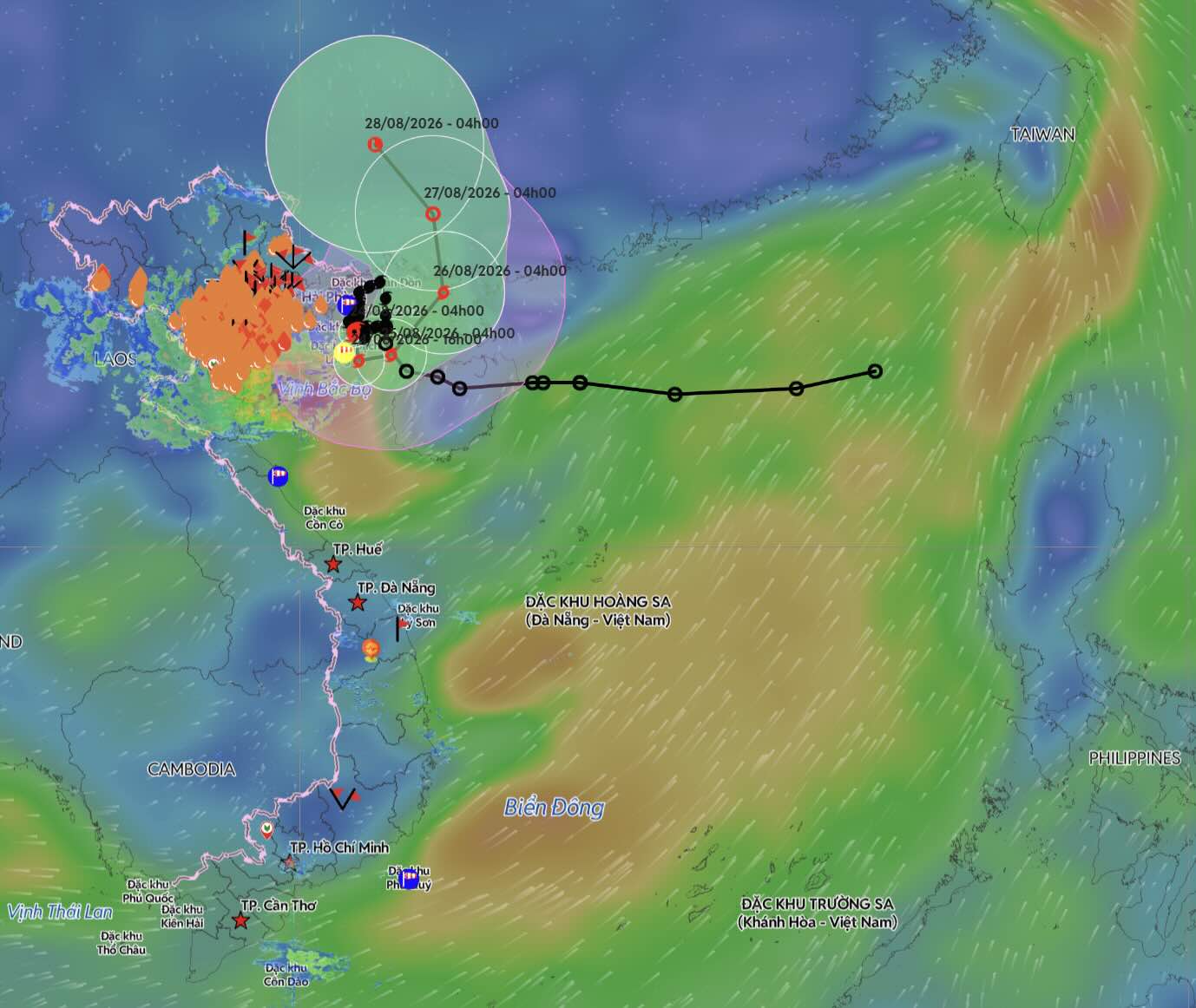 Update on the location and path of storm No. 4 at 5:00 AM on August 24. Source: Vietnam Disaster Monitoring System