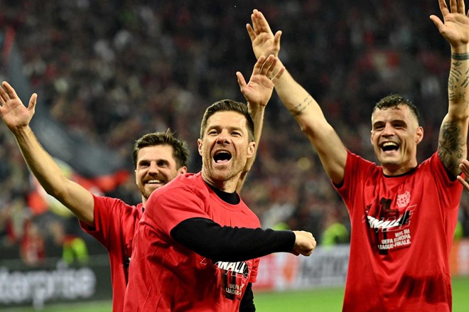Xabi Alonso từng giúp Leverkusen vô địch Bundesliga. Ảnh: AFP