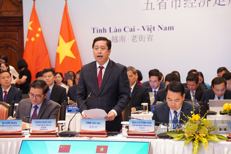 Bí thư Tỉnh ủy Lào Cai Dương Quốc Huy phát biểu tại hội nghị. Ảnh: Đinh Đại