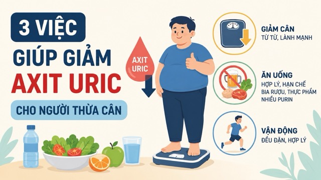 People with excess weight and reduced body fat can help improve metabolism and support uric acid control. Image using AI: Huong Son
