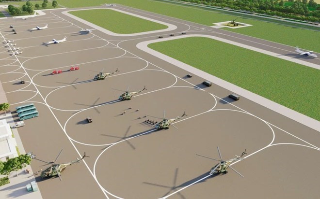 Perspective du parking et de la piste de l'aéroport international de Gia Binh. Photo: VGP