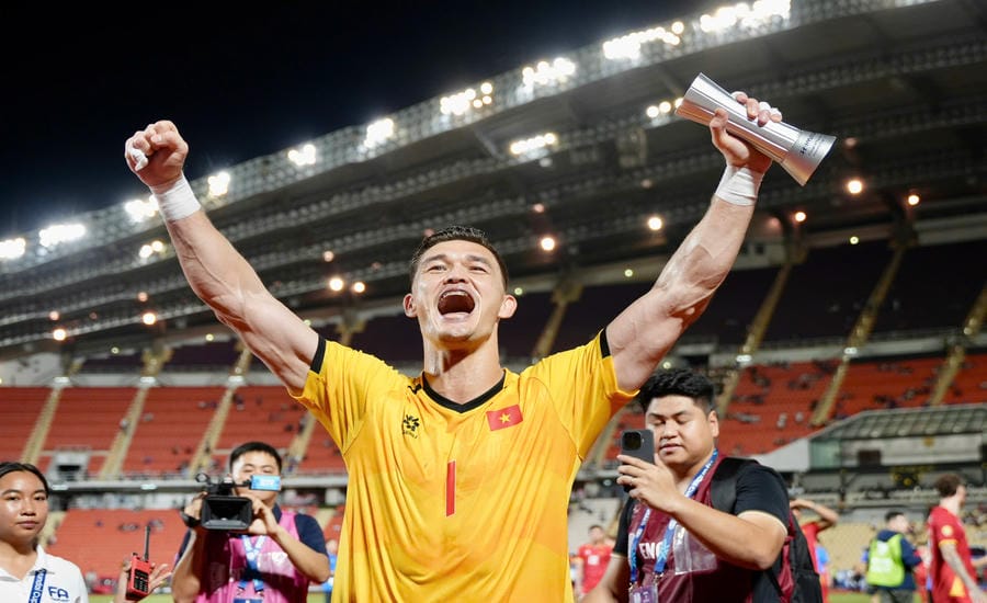 Goalkeeper Le Giang Patrik has only conceded 1 goal after 7 matches at ASEAN Cup 2026. Photo: Minh Dan
