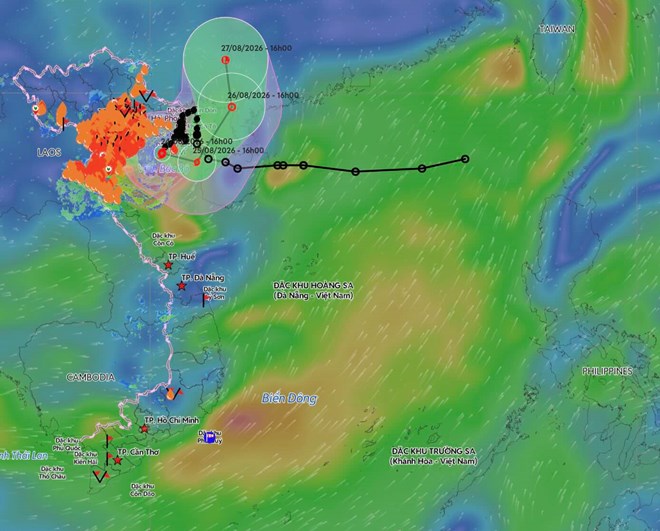 Storm No. 4 caused strong winds of level 9, gusts of level 11 in Bach Long Vi special zone (Hai Phong). Photo: Vietnam Disaster Monitoring System.