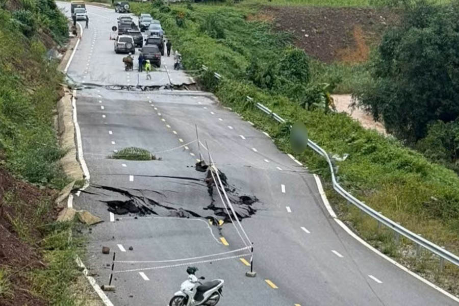 Điểm sạt lở tại Km66+200, QL4B. Ảnh: Cục Đường bộ Việt Nam