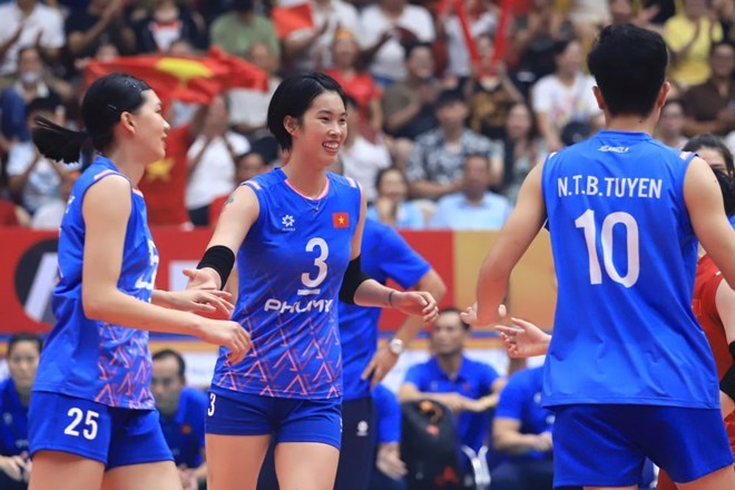 Tuyển bóng chuyền nữ Việt Nam gặp Nhật Bản ở giải châu Á 2026. Ảnh: VFV