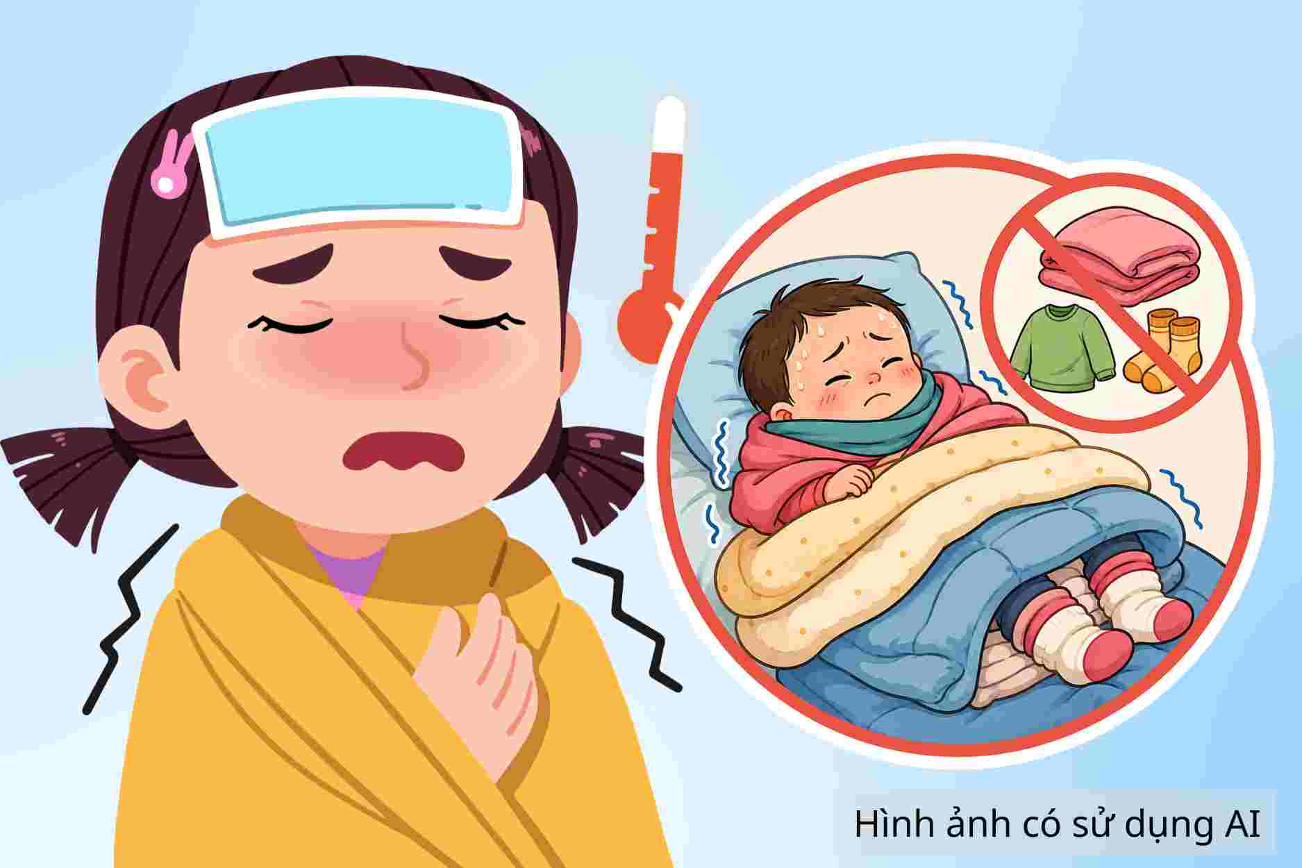 Should children with cold hands and feet be covered with blankets