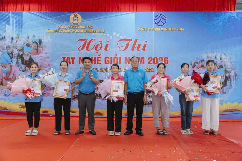 Winners Vina Co., Ltd. organizes the "Excellent Worker" Contest in 2026, to improve legal knowledge and professional skills for workers. Photo: Thanh Hoa Trade Union