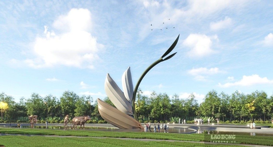 The Three Rice Grains symbol is expected to be placed at the Three Rice Grains Park in Vinh Loi commune, Ca Mau. Photo: Nhat Ho.
