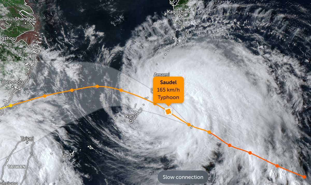 南シナ海付近の台風サウデルの位置を更新。写真:JTWC
