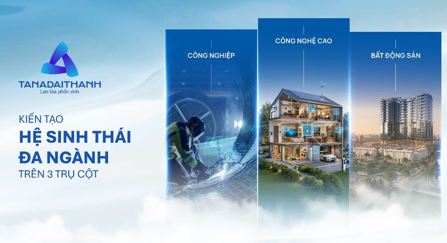 Tân Á Đại Thành phát triển hệ sinh thái đa ngành với ba lĩnh vực trụ cột Công nghiệp - Công nghệ cao - Bất động sản. Ảnh: Tân Á Đại Thành