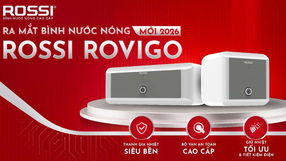 Bình nước nóng Rossi Rovigo 2026 - sản phẩm mới trong danh mục bình nước nóng của thương hiệu Rossi. Ảnh: Tân Á Đại Thành