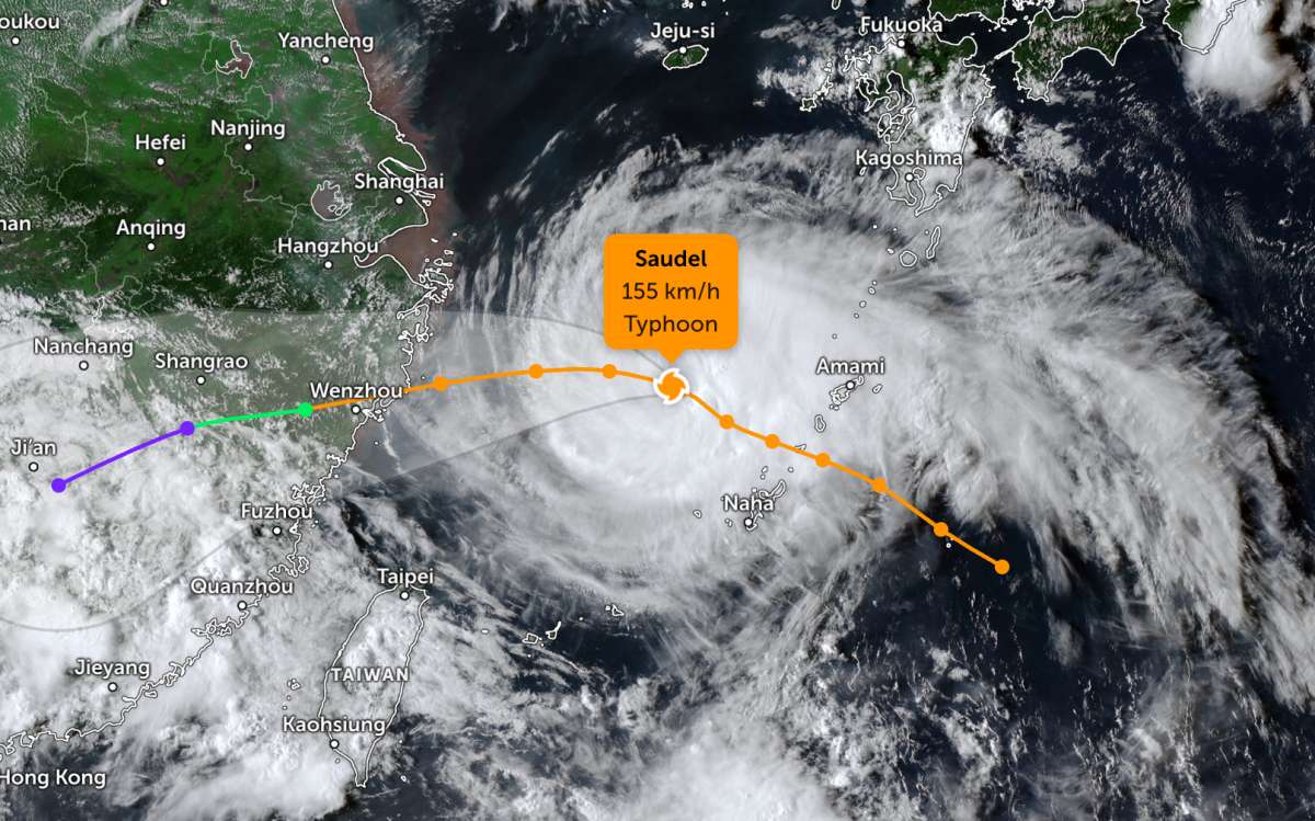 Update on the location of Typhoon Saudel in the Pacific Ocean. Photo: JTWC
