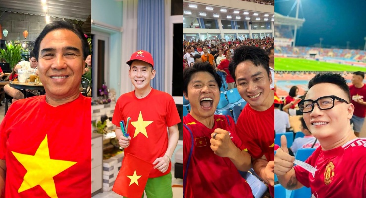Estrellas vietnamitas celebran la victoria de la selección vietnamita. Foto: Artista proporcionada.