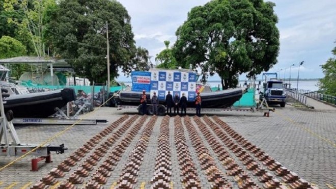 Colombia is the world's largest cocaine producer. Pictured are 3 tons of drugs previously seized by the country's navy. Photo: Colombian Navy