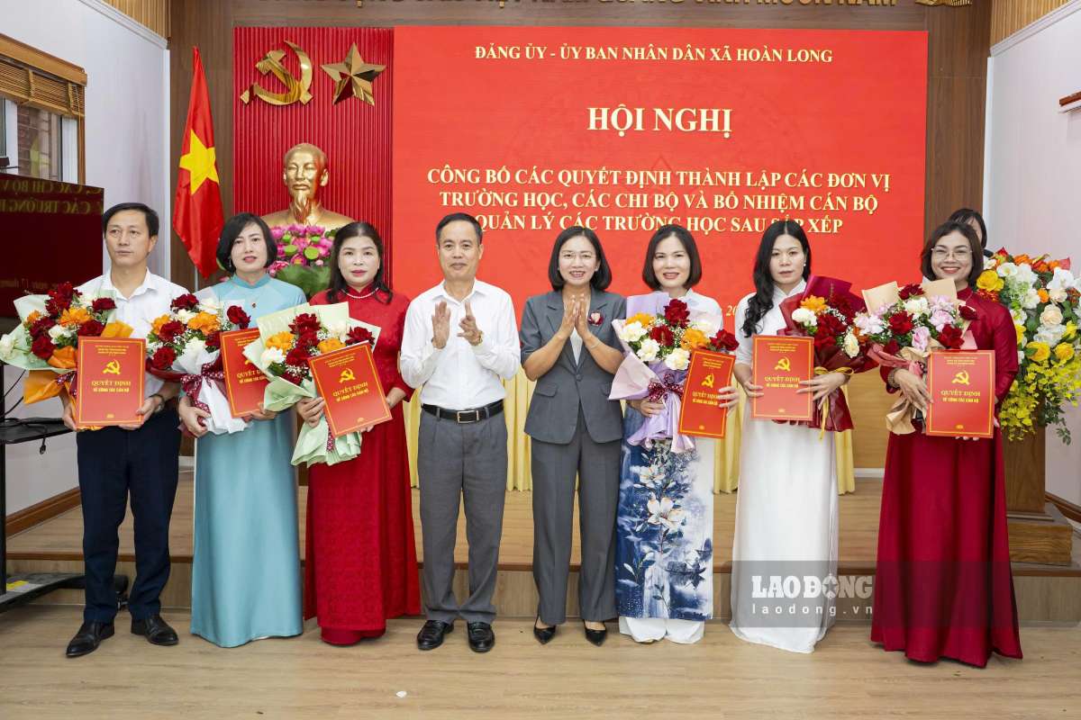 Xã Hoàn Long, tỉnh Hưng Yên kiện toàn đội ngũ cán bộ quản lý, chuẩn bị cho năm học 2026-2027. Ảnh: Mai Hương
