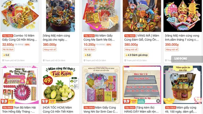 Vàng mã lên sàn, combo mâm cúng Rằm tháng 7, cúng cô hồn giao tận nhà