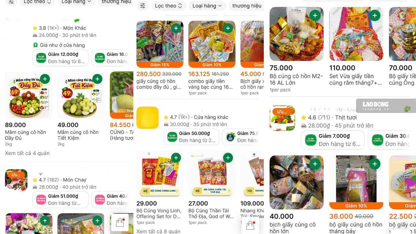 Các combo vàng mã Rằm tháng 7 được đóng gói sẵn, thuận tiện cho khách hàng đặt mua trực tuyến. Ảnh: Hạ Mây