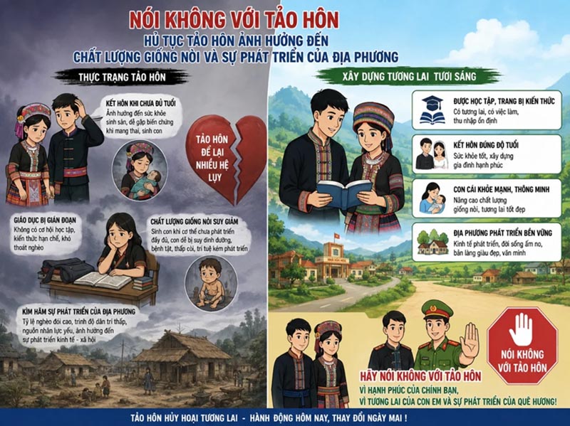 Công an xã Sin Suối Hồ xác định công tác phòng, chống tảo hôn phải được thực hiện từ sớm, từ cơ sở, lấy tuyên truyền, vận động và phòng ngừa là chính. Ảnh: Cổng TTĐT Công an tỉnh Lai Châu