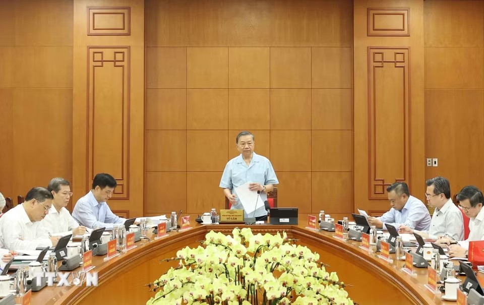 Tổng Bí thư, Chủ tịch nước Tô Lâm chủ trì cuộc làm việc. Ảnh: TTXVN