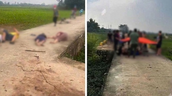 Scene of a man being struck by lightning and killed in Hanoi. Photo provided by people