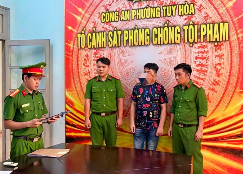 Subject L.T. T was prosecuted and handled for the crime of "Illegal use of narcotics". Photo: Tuy Hoa Ward Police, Dak Lak province